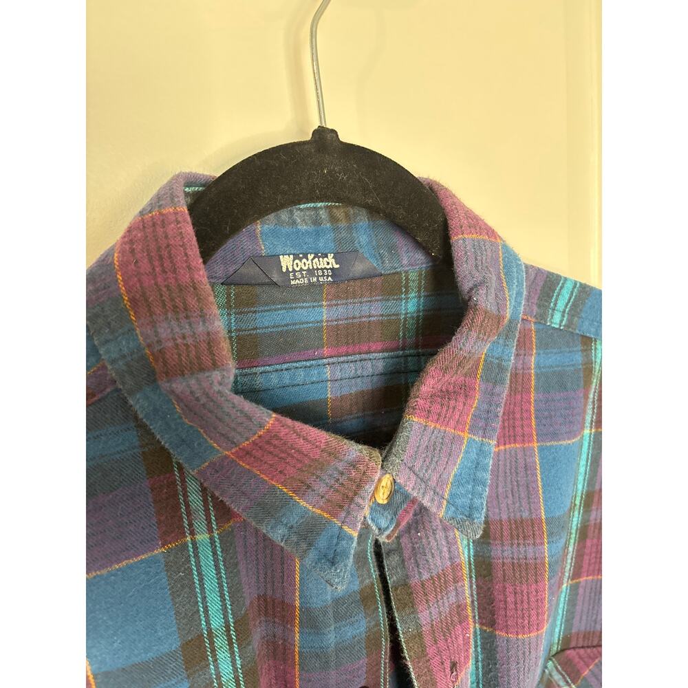 Vintage Woolrich Plaid Flannel Shirt Blue Purple Unisex Grunge Oversized - Picture 3 of 5